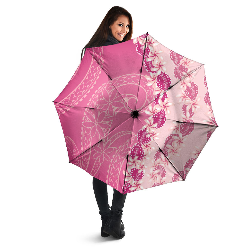 Heiva i Tahiti Umbrella Tahitian Tiare Maori Cowrie Lei Pink