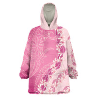 Heiva i Tahiti Wearable Blanket Hoodie Tahitian Tiare Maori Cowrie Lei Pink LT14 One Size Pink - Polynesian Pride