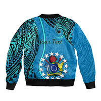 Personalised 13 March Penrhyn Island Gospel Day Sleeve Zip Bomber Jacket Cook Islands Tribal Pattern LT14 - Polynesian Pride
