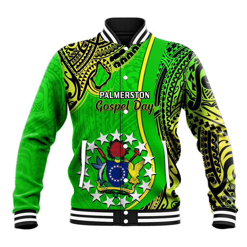 25 May Palmerston Island Gospel Day Baseball Jacket Cook Islands Tribal Pattern LT14 Unisex Green - Polynesian Pride