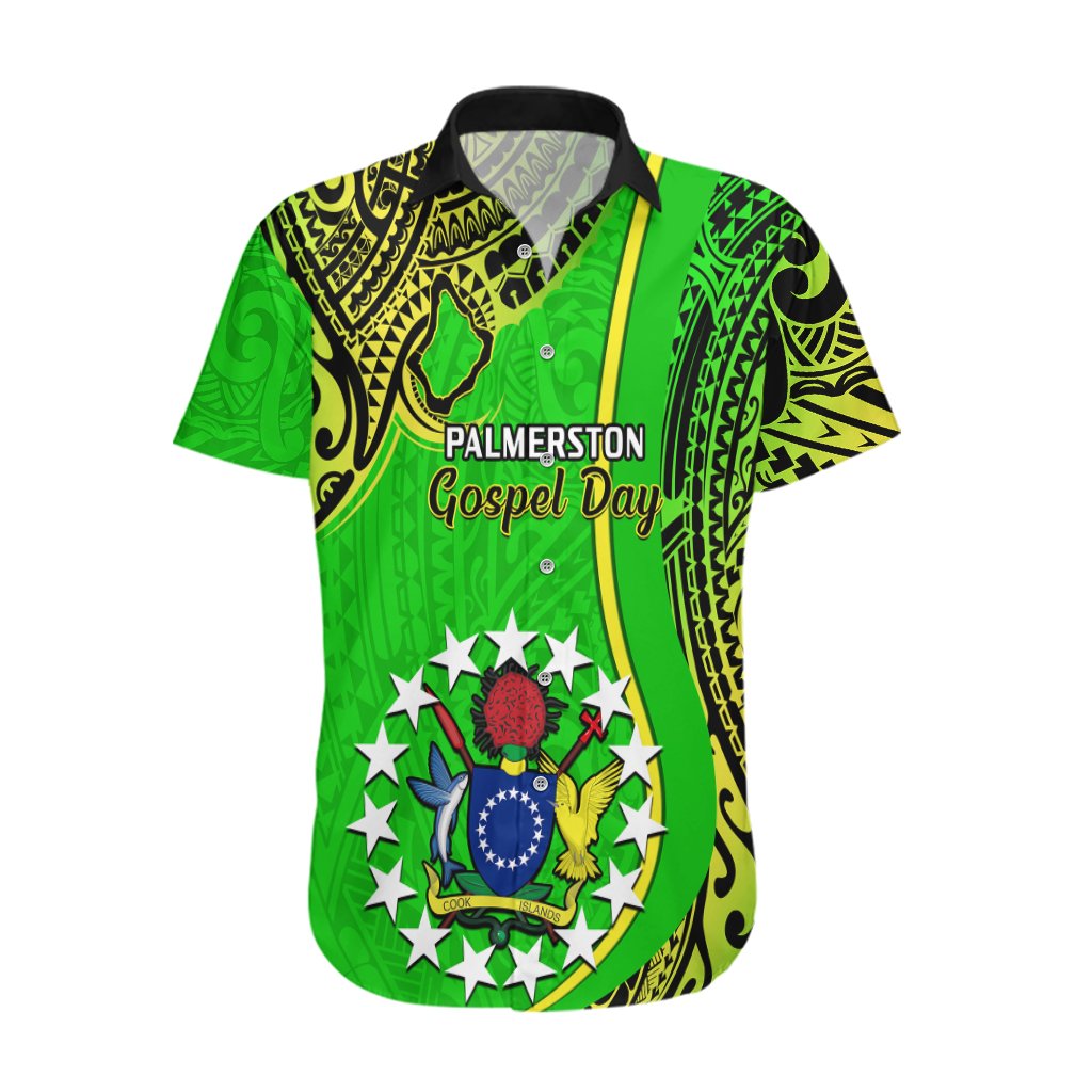 Personalised 25 May Palmerston Island Gospel Day Hawaiian Shirt Cook Islands Tribal Pattern LT14 Green - Polynesian Pride