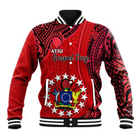 Personalised 20 July Atiu Island Gospel Day Baseball Jacket Cook Islands Tribal Pattern LT14 Unisex Red - Polynesian Pride