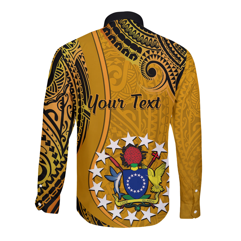 Personalised 8 August Manihiki Island Gospel Day Long Sleeve Button Shirt Cook Islands Tribal Pattern LT14 - Polynesian Pride