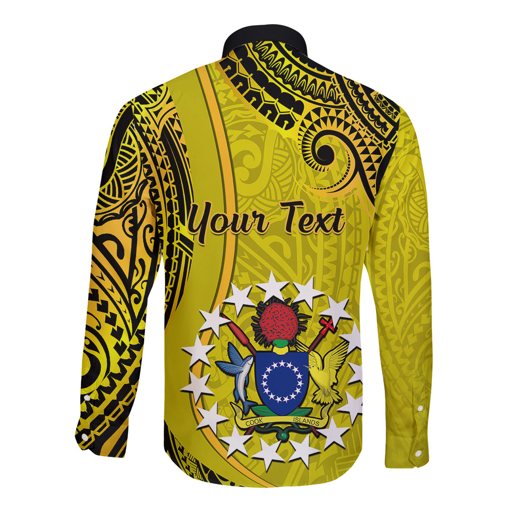 Personalised 27 October Aitutaki Island Gospel Day Long Sleeve Button Shirt Cook Islands Tribal Pattern LT14 - Polynesian Pride