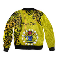 Personalised 27 October Aitutaki Island Gospel Day Sleeve Zip Bomber Jacket Cook Islands Tribal Pattern LT14 - Polynesian Pride