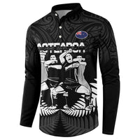 New Zealand Silver Fern Rugby Button Sweatshirt Haka Dance With Aotearoa Maori Pattern LT14 - Polynesian Pride