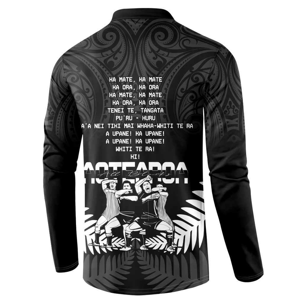 New Zealand Silver Fern Rugby Button Sweatshirt Haka Dance With Aotearoa Maori Pattern LT14 - Polynesian Pride