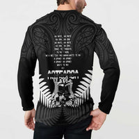 New Zealand Silver Fern Rugby Button Sweatshirt Haka Dance With Aotearoa Maori Pattern LT14 - Polynesian Pride