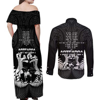 New Zealand Silver Fern Rugby Couples Matching Off Shoulder Maxi Dress and Long Sleeve Button Shirt Haka Dance With Aotearoa Maori Pattern LT14 - Polynesian Pride