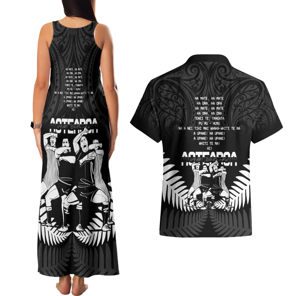 New Zealand Silver Fern Rugby Couples Matching Tank Maxi Dress and Hawaiian Shirt Haka Dance With Aotearoa Maori Pattern LT14 - Polynesian Pride