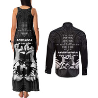 New Zealand Silver Fern Rugby Couples Matching Tank Maxi Dress and Long Sleeve Button Shirt Haka Dance With Aotearoa Maori Pattern LT14 - Polynesian Pride
