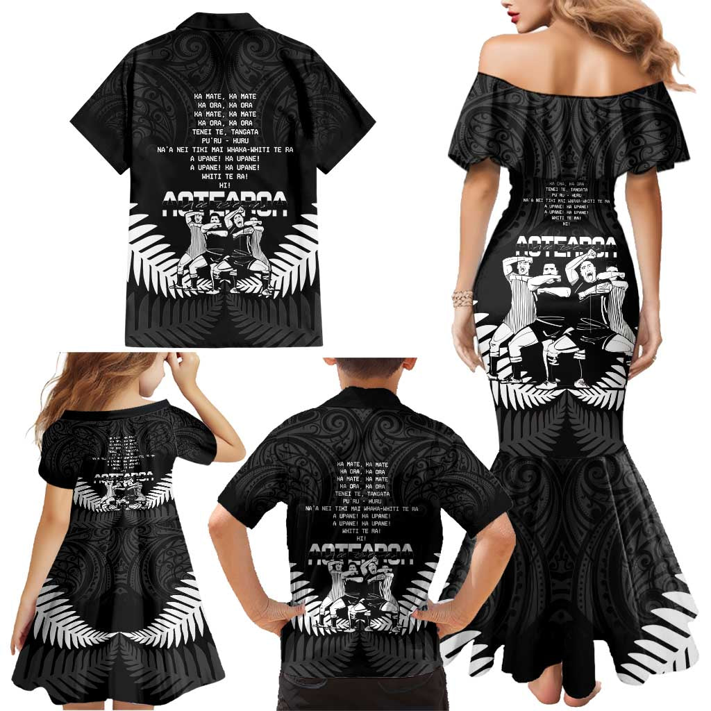 New Zealand Silver Fern Rugby Family Matching Mermaid Dress and Hawaiian Shirt Haka Dance With Aotearoa Maori Pattern