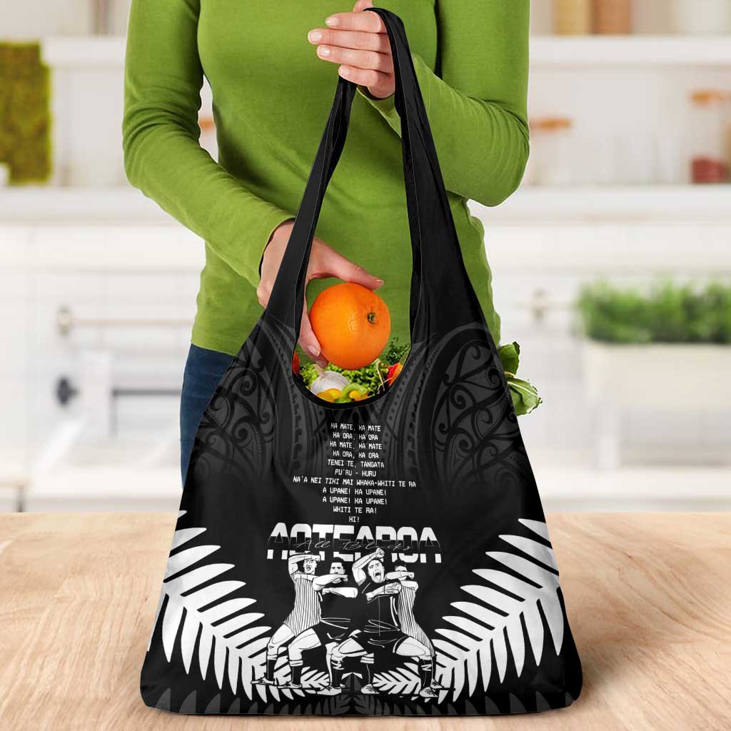 New Zealand Silver Fern Rugby Grocery Bag Haka Dance With Aotearoa Maori Pattern