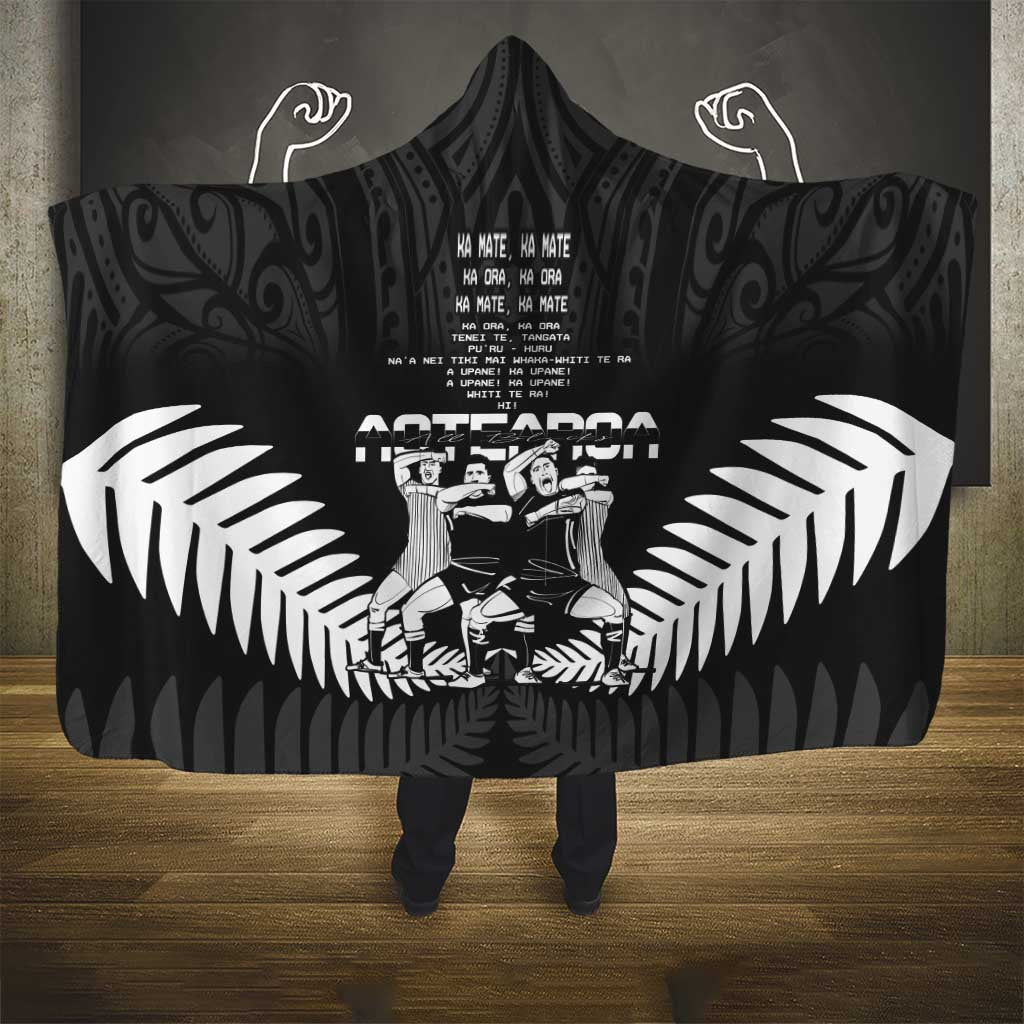 New Zealand Silver Fern Rugby Hooded Blanket Haka Dance With Aotearoa Maori Pattern