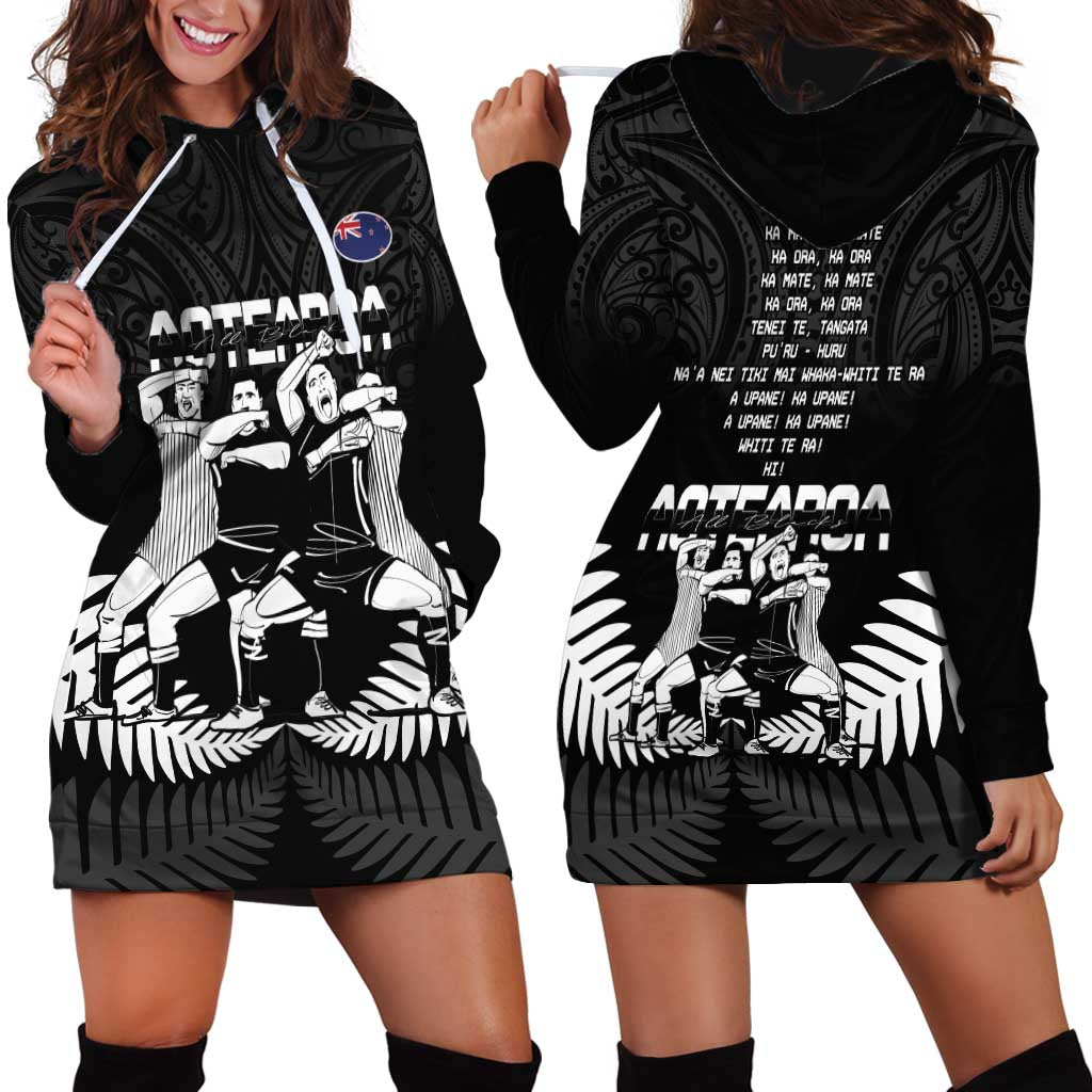 New Zealand Silver Fern Rugby Hoodie Dress Haka Dance With Aotearoa Maori Pattern LT14 - Polynesian Pride