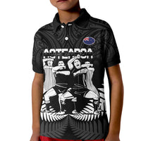 New Zealand Silver Fern Rugby Kid Polo Shirt Haka Dance With Aotearoa Maori Pattern LT14 Kid Black - Polynesian Pride