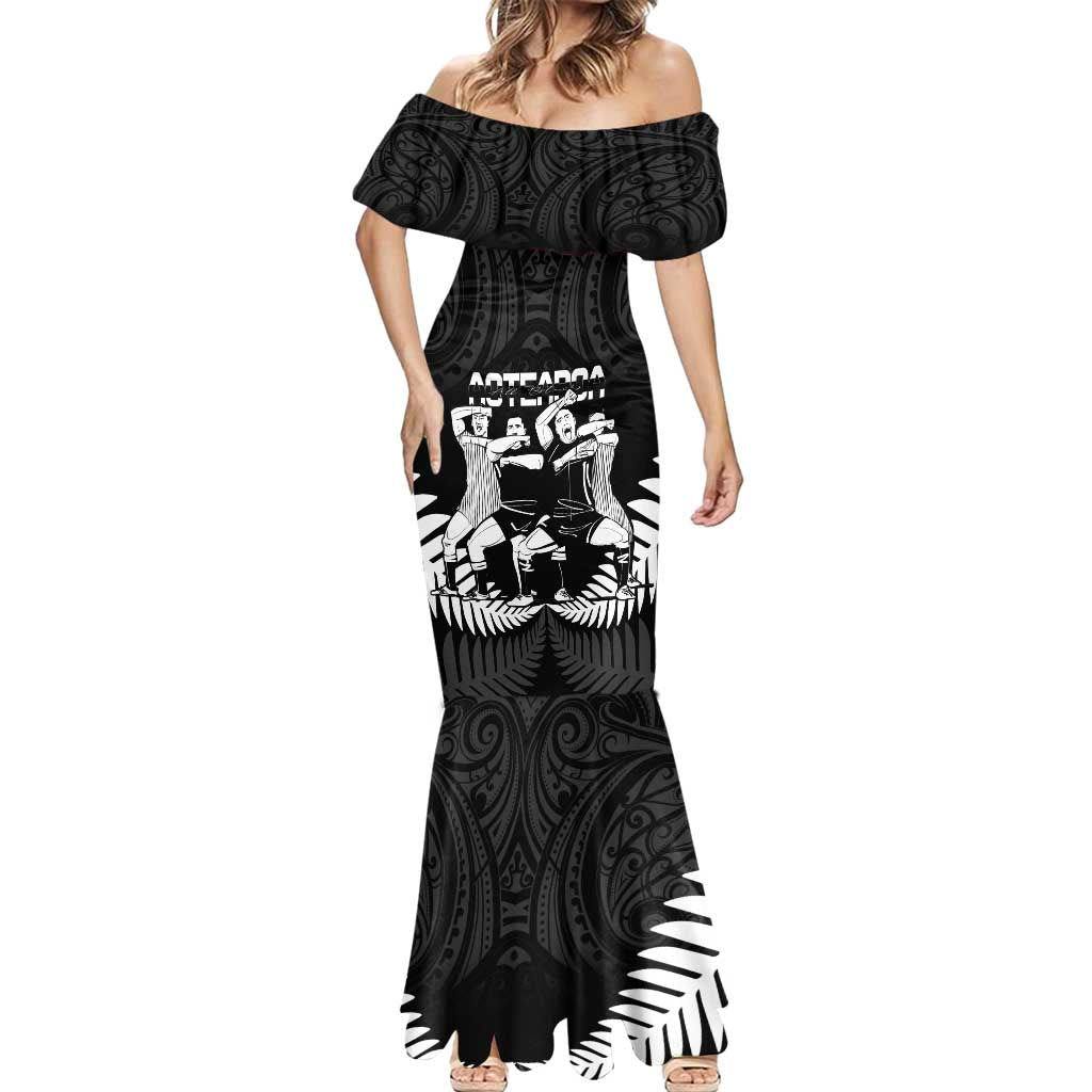 New Zealand Silver Fern Rugby Mermaid Dress Haka Dance With Aotearoa Maori Pattern LT14 - Polynesian Pride