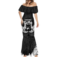 New Zealand Silver Fern Rugby Mermaid Dress Haka Dance With Aotearoa Maori Pattern LT14 - Polynesian Pride