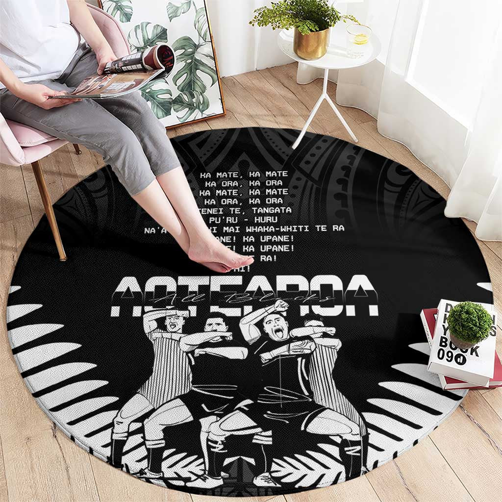 New Zealand Silver Fern Rugby Round Carpet Haka Dance With Aotearoa Maori Pattern LT14 - Polynesian Pride