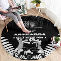 New Zealand Silver Fern Rugby Round Carpet Haka Dance With Aotearoa Maori Pattern LT14 - Polynesian Pride