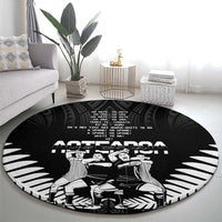 New Zealand Silver Fern Rugby Round Carpet Haka Dance With Aotearoa Maori Pattern LT14 - Polynesian Pride