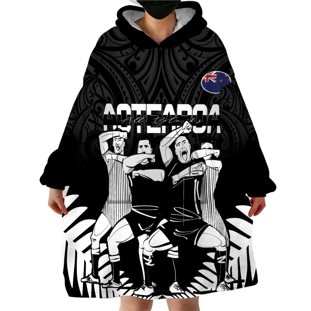New Zealand Silver Fern Rugby Wearable Blanket Hoodie Haka Dance With Aotearoa Maori Pattern LT14 - Polynesian Pride