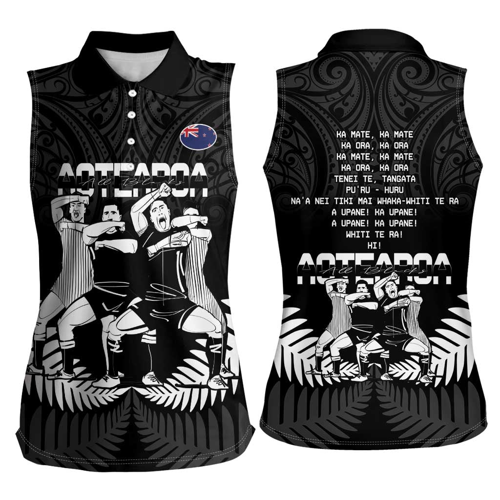 New Zealand Silver Fern Rugby Women Sleeveless Polo Shirt Haka Dance With Aotearoa Maori Pattern LT14 - Polynesian Pride