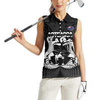 New Zealand Silver Fern Rugby Women Sleeveless Polo Shirt Haka Dance With Aotearoa Maori Pattern LT14 - Polynesian Pride