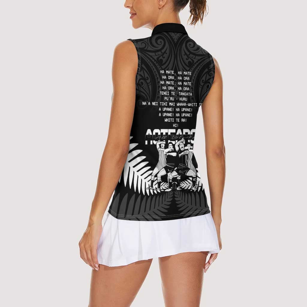 New Zealand Silver Fern Rugby Women Sleeveless Polo Shirt Haka Dance With Aotearoa Maori Pattern LT14 - Polynesian Pride
