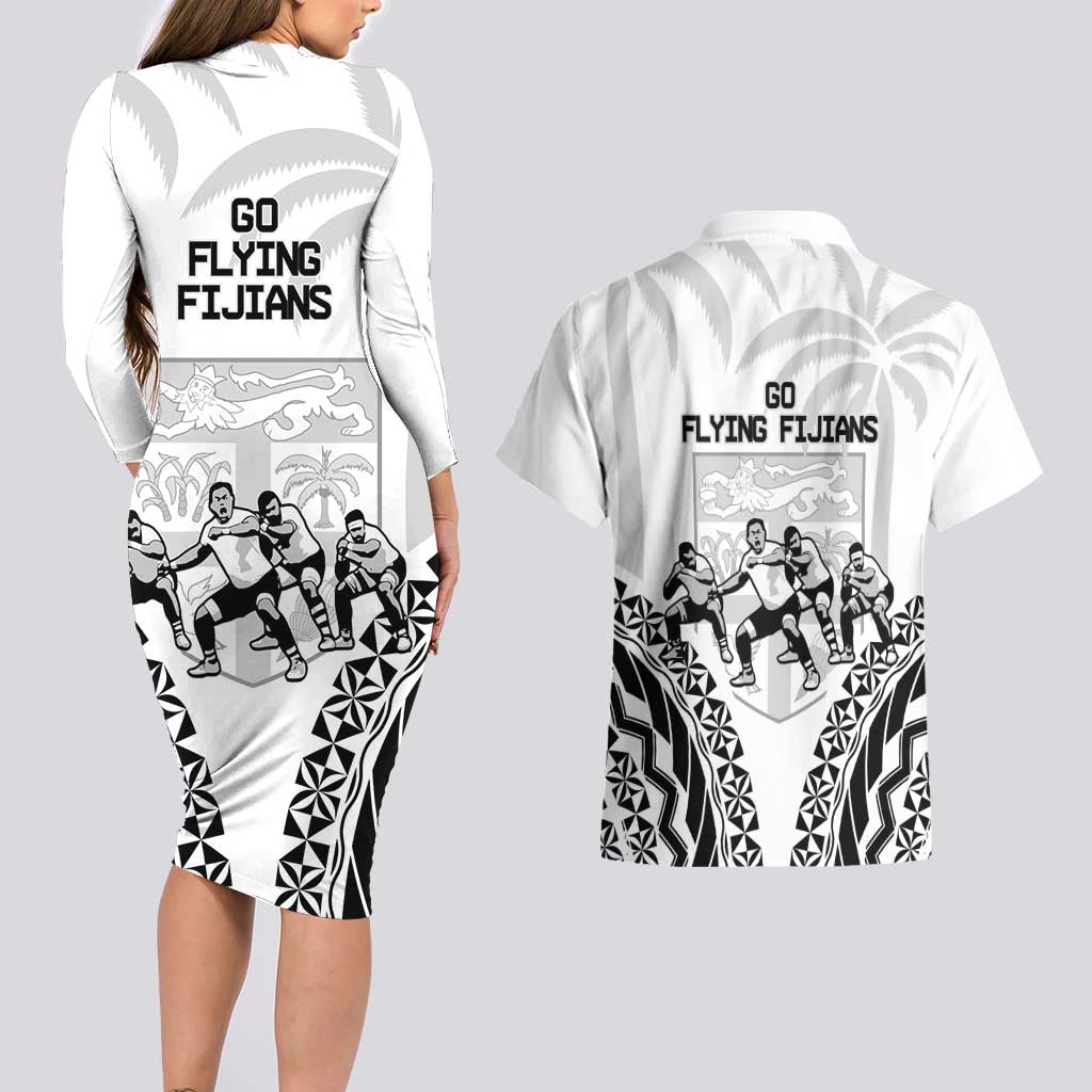 Fiji Tapa Rugby Couples Matching Long Sleeve Bodycon Dress and Hawaiian Shirt Cibi Dance With Fijian Pattern LT14 - Polynesian Pride