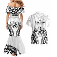 Fiji Tapa Rugby Couples Matching Mermaid Dress and Hawaiian Shirt Cibi Dance With Fijian Pattern LT14 - Polynesian Pride