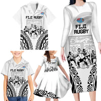 Fiji Tapa Rugby Family Matching Long Sleeve Bodycon Dress and Hawaiian Shirt Cibi Dance With Fijian Pattern LT14 - Polynesian Pride