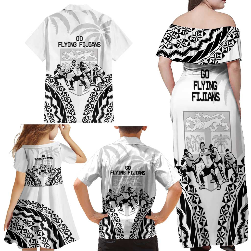 Fiji Tapa Rugby Family Matching Off Shoulder Maxi Dress and Hawaiian Shirt Cibi Dance With Fijian Pattern LT14 - Polynesian Pride