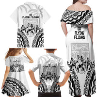 Fiji Tapa Rugby Family Matching Off Shoulder Maxi Dress and Hawaiian Shirt Cibi Dance With Fijian Pattern LT14 - Polynesian Pride