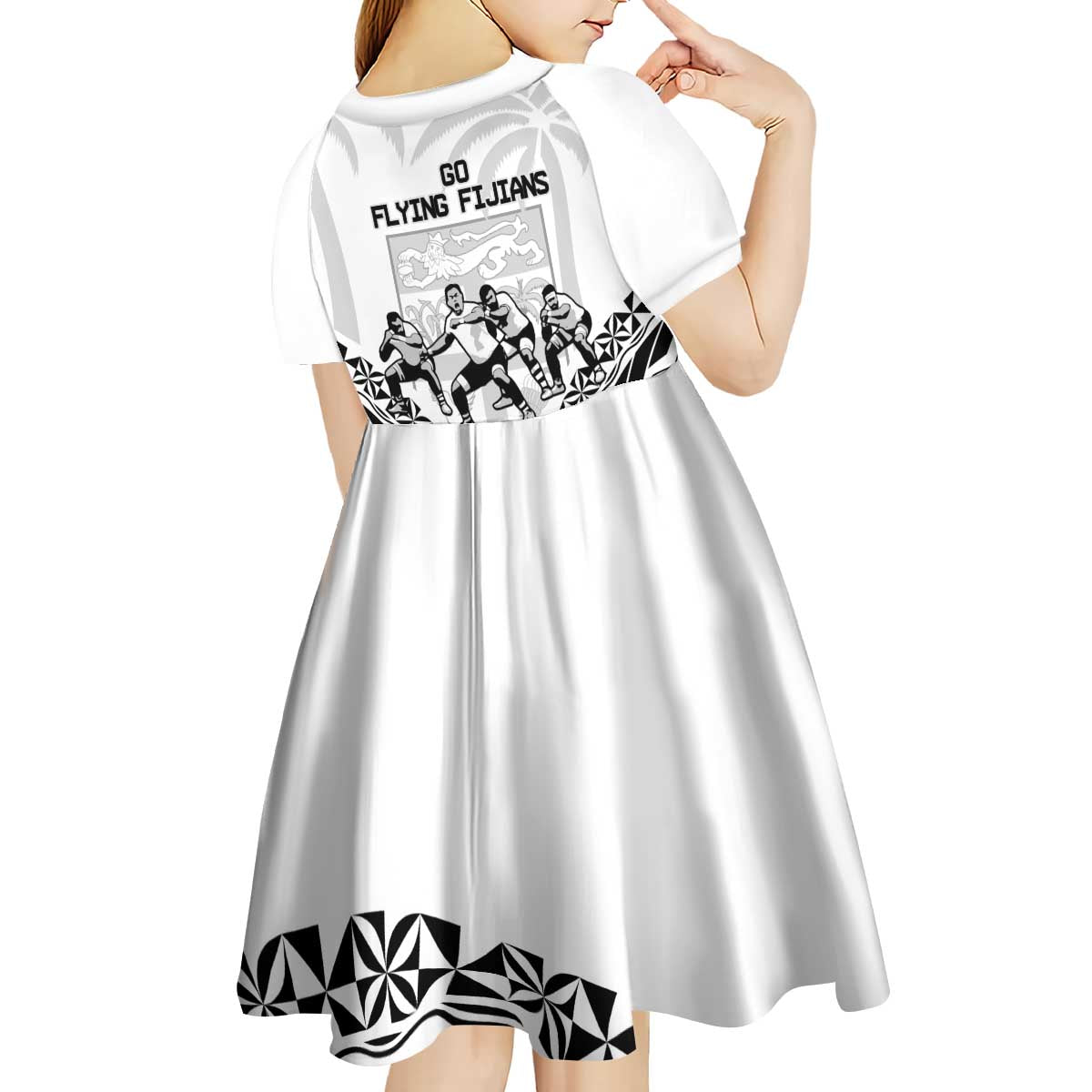Fiji Tapa Rugby Kid Short Sleeve Dress Cibi Dance With Fijian Pattern LT14 - Polynesian Pride