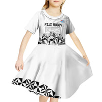 Fiji Tapa Rugby Kid Short Sleeve Dress Cibi Dance With Fijian Pattern LT14 - Polynesian Pride