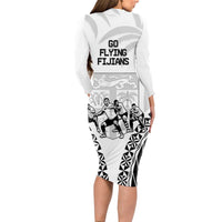 Fiji Tapa Rugby Long Sleeve Bodycon Dress Cibi Dance With Fijian Pattern LT14 - Polynesian Pride