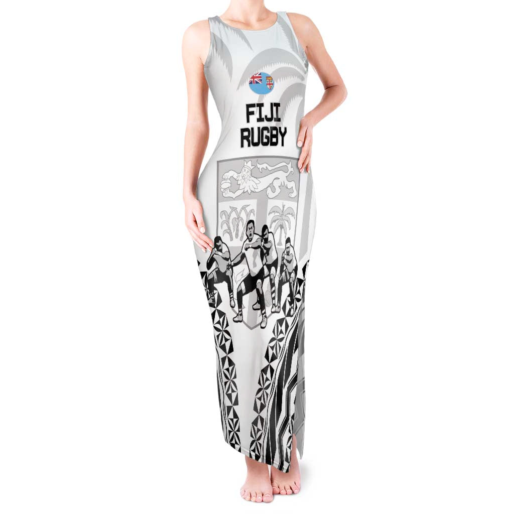 Fiji Tapa Rugby Tank Maxi Dress Cibi Dance With Fijian Pattern LT14 Women White - Polynesian Pride