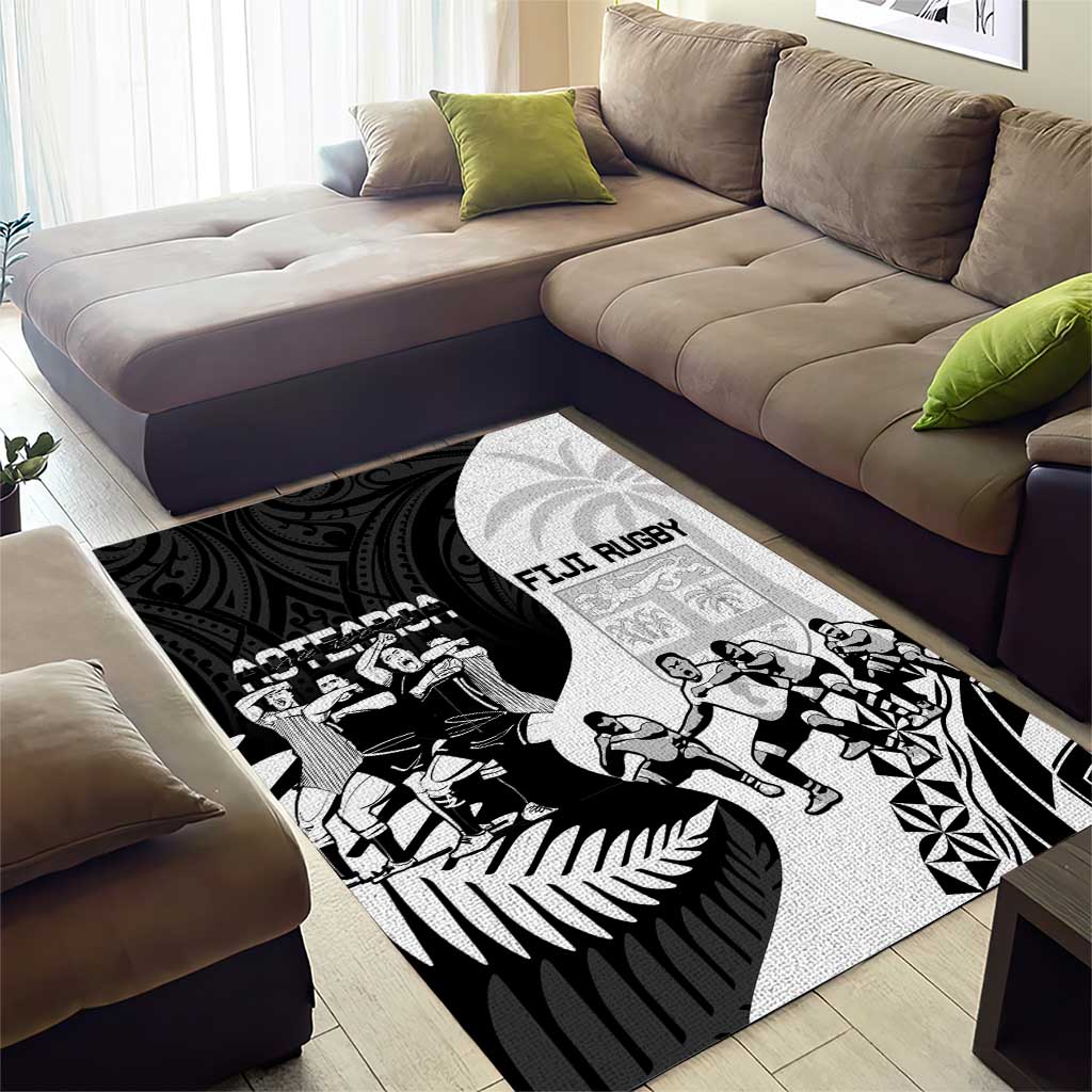 New Zealand And Fiji Tapa Rugby Area Rug Haka Dance Mix Cibi Dance Together LT14 - Polynesian Pride