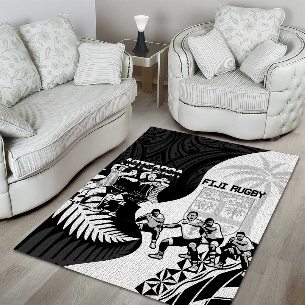 New Zealand And Fiji Tapa Rugby Area Rug Haka Dance Mix Cibi Dance Together LT14 - Polynesian Pride