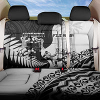 New Zealand And Fiji Tapa Rugby Back Car Seat Cover Haka Dance Mix Cibi Dance Together LT14 One Size Black - Polynesian Pride