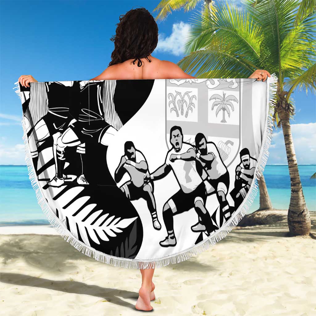 New Zealand And Fiji Tapa Rugby Beach Blanket Haka Dance Mix Cibi Dance Together LT14 - Polynesian Pride