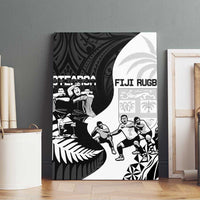 New Zealand And Fiji Tapa Rugby Canvas Wall Art Haka Dance Mix Cibi Dance Together LT14 - Polynesian Pride