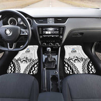 New Zealand And Fiji Tapa Rugby Car Mats Haka Dance Mix Cibi Dance Together LT14 Set 2pcs - Front Black - Polynesian Pride
