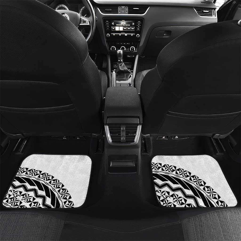 New Zealand And Fiji Tapa Rugby Car Mats Haka Dance Mix Cibi Dance Together LT14 Set 2pcs - Back Black - Polynesian Pride