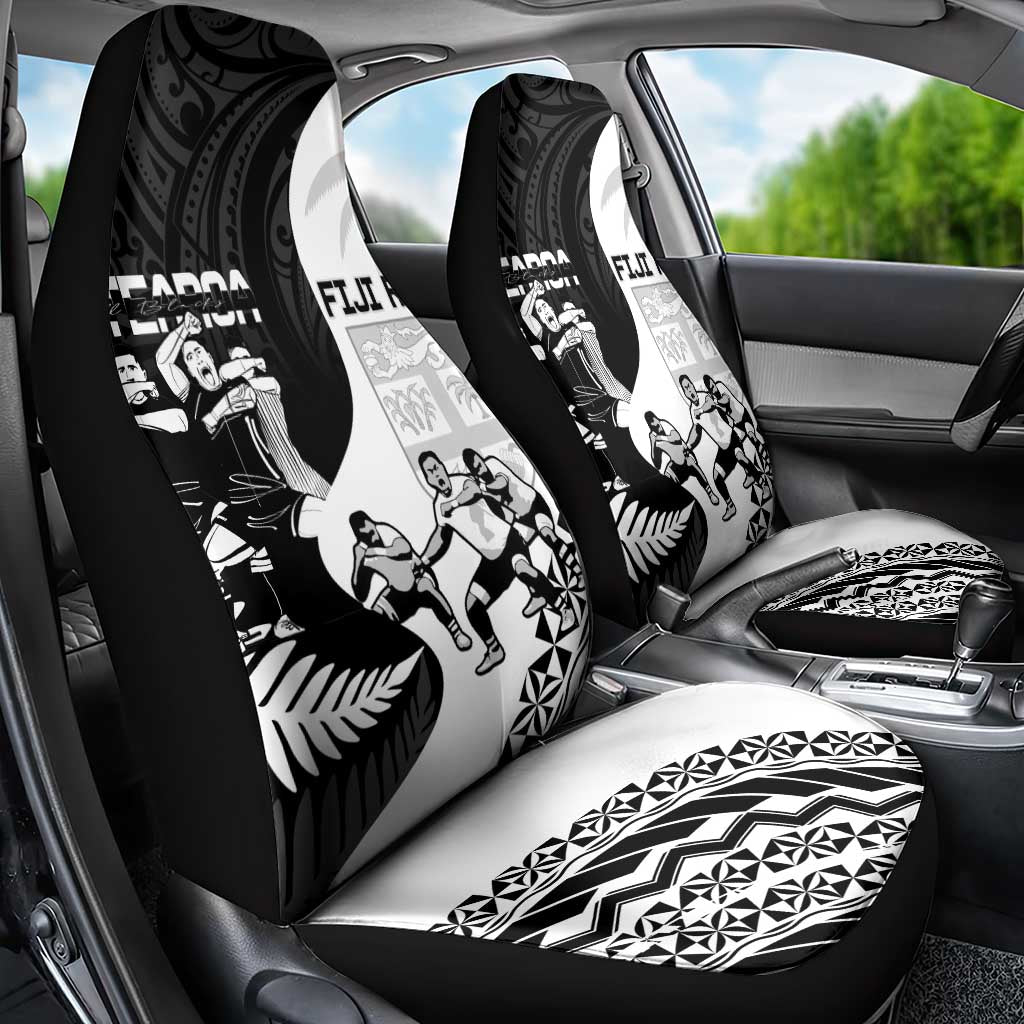 New Zealand And Fiji Tapa Rugby Car Seat Cover Haka Dance Mix Cibi Dance Together LT14 - Polynesian Pride