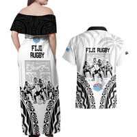 New Zealand And Fiji Tapa Rugby Couples Matching Off Shoulder Maxi Dress and Hawaiian Shirt Haka Dance Mix Cibi Dance Together LT14 - Polynesian Pride