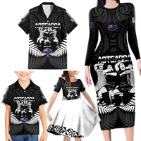 New Zealand And Fiji Tapa Rugby Family Matching Long Sleeve Bodycon Dress and Hawaiian Shirt Haka Dance Mix Cibi Dance Together LT14 - Polynesian Pride