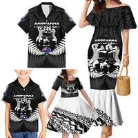 New Zealand And Fiji Tapa Rugby Family Matching Mermaid Dress and Hawaiian Shirt Haka Dance Mix Cibi Dance Together LT14 - Polynesian Pride