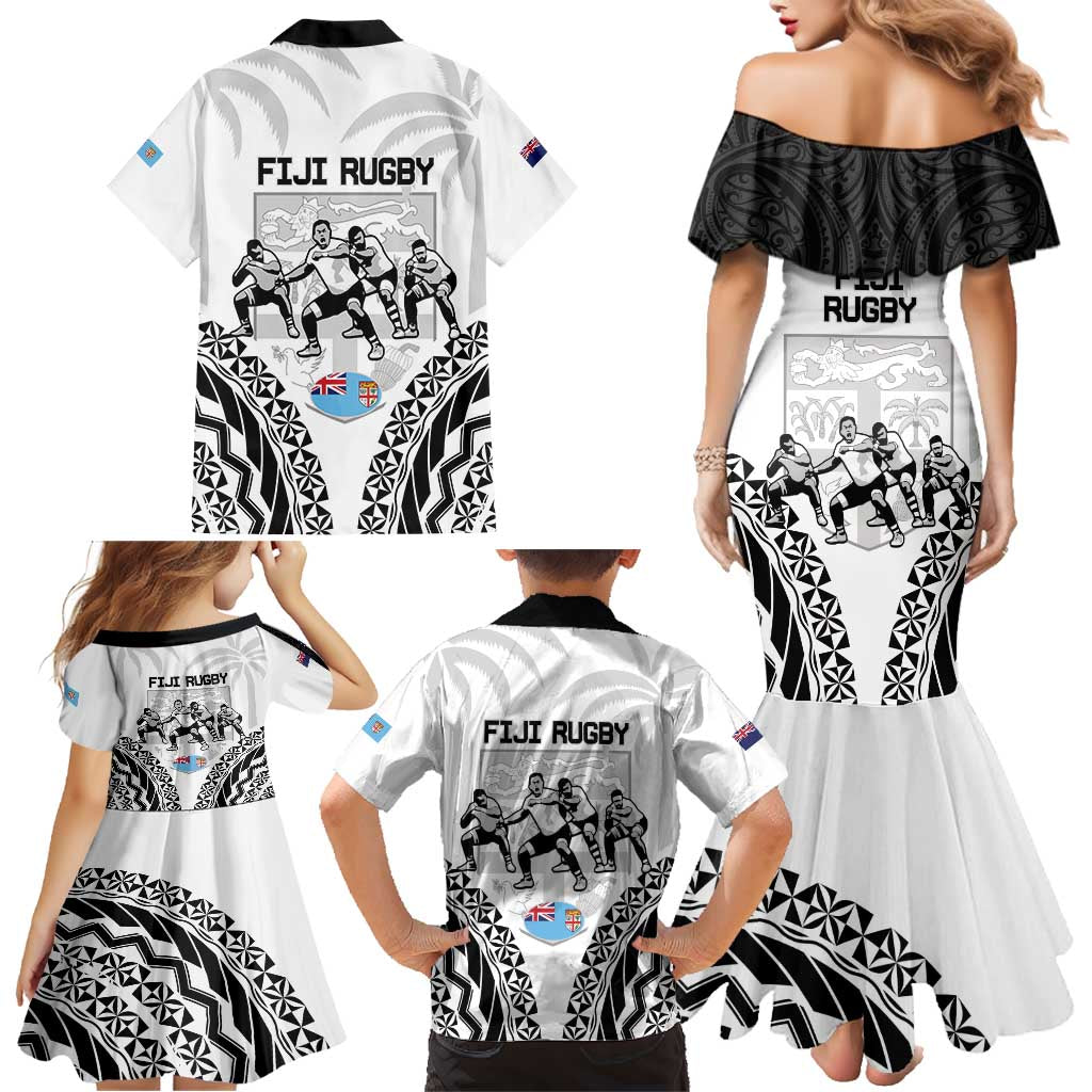 New Zealand And Fiji Tapa Rugby Family Matching Mermaid Dress and Hawaiian Shirt Haka Dance Mix Cibi Dance Together LT14 - Polynesian Pride